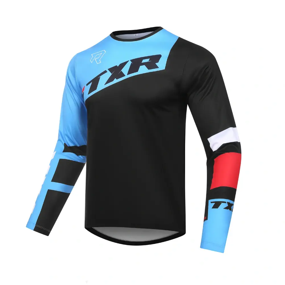 TXR Motokrosový dres Vortex černo-modrý XXL (Anatomický střih;prodloužená zadní část,odolný materiál)