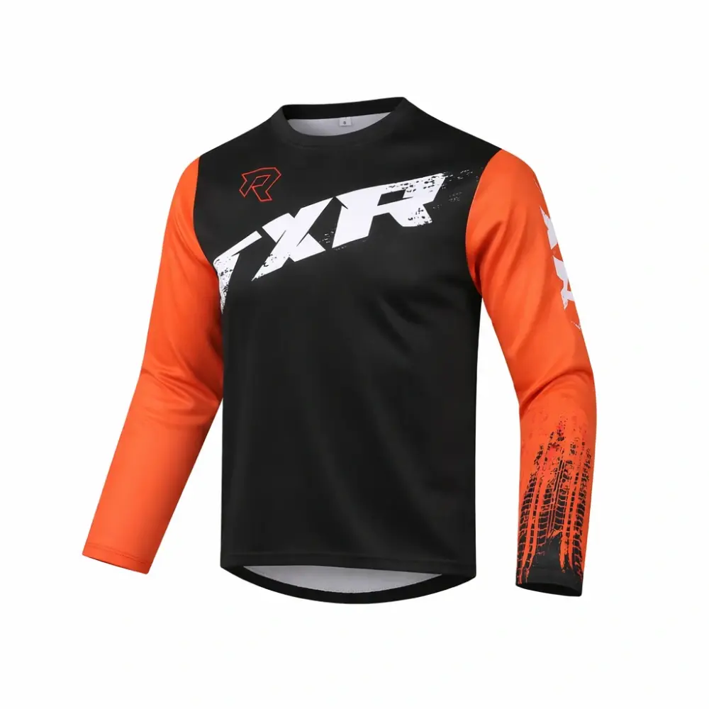 TXR Dětský motokrosový dres Pulse černo-oranžový M (Anatomický střih;prodloužená zadní část,odolný materiál)
