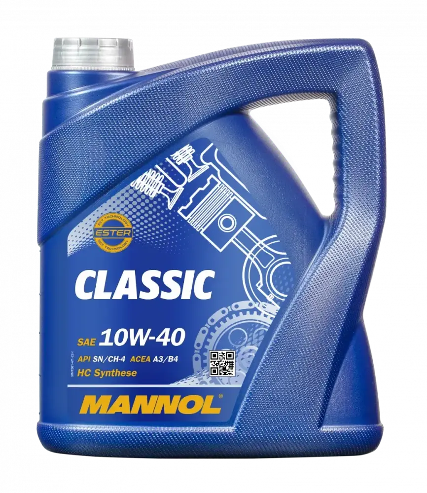 MANNOL Motorový olej 7501 Classic 10W-40 - 4L (Univerzální motorový olej se syntézou HC s obsahem esterů pro moderní benzinové a naftové motory)