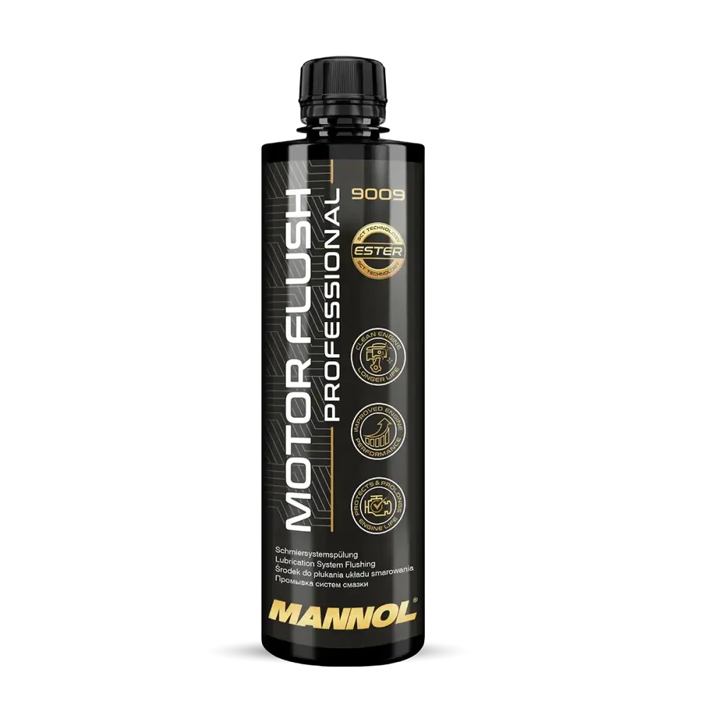 MANNOL 9009 Motor Flush Professional - 450 ml (Speciální čistič pro odstraňování usazenin, nečistot, kalů a produktů opotřebení z částí motoru,)