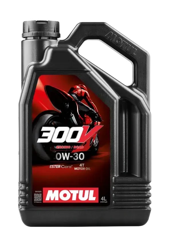 MOTUL Motorový olej 300V Factory Line Road Racing 0W-30 - 4L (Závodní motorový olej 4T vyvinutý pro tovární a vysoce výkonné sériové motocykly)
