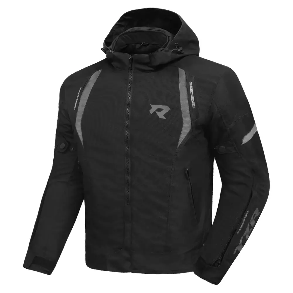 TXR Bunda na motorku Striker černá M (Polyester Textech 600 D, vyjímatelné homologované chrániče loktů a ramen, reflexní prvky 3M Scotchlite)