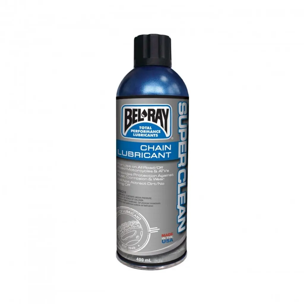 BEL-RAY Sprej na řetěz SUPERCLEAN CHAIN LUBRICANT (400 ml sprej) (Mazivo na řetěz ve spreji, které využívá nejnovější inovace v technologii mazání)