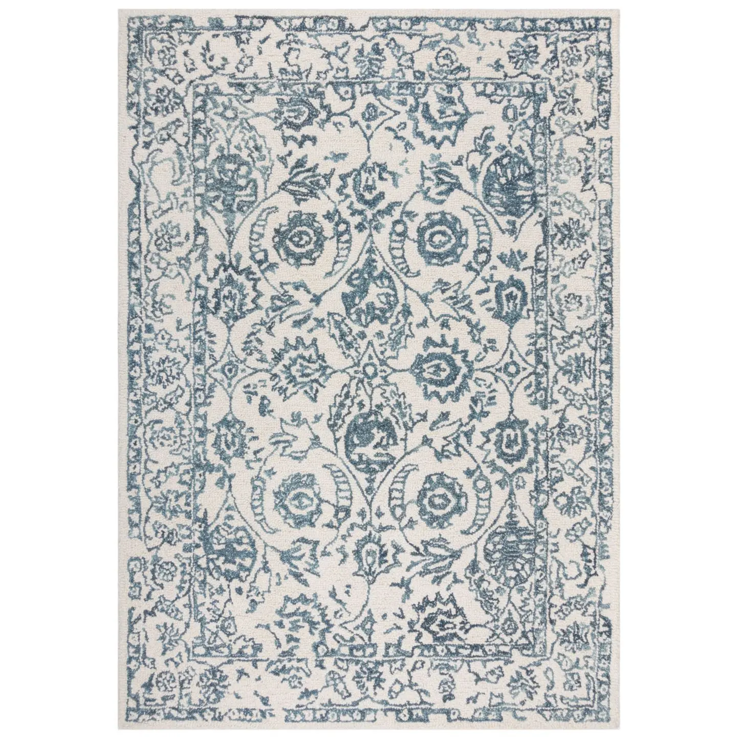 Flair Rugs, Kusový koberec Wool Loop Yasmin Ivory/Blue, 160x230, modrá, kancelář