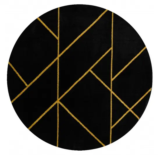 Dywany Łuszczów, Kusový koberec Emerald geometric 1012 black and gold kruh,