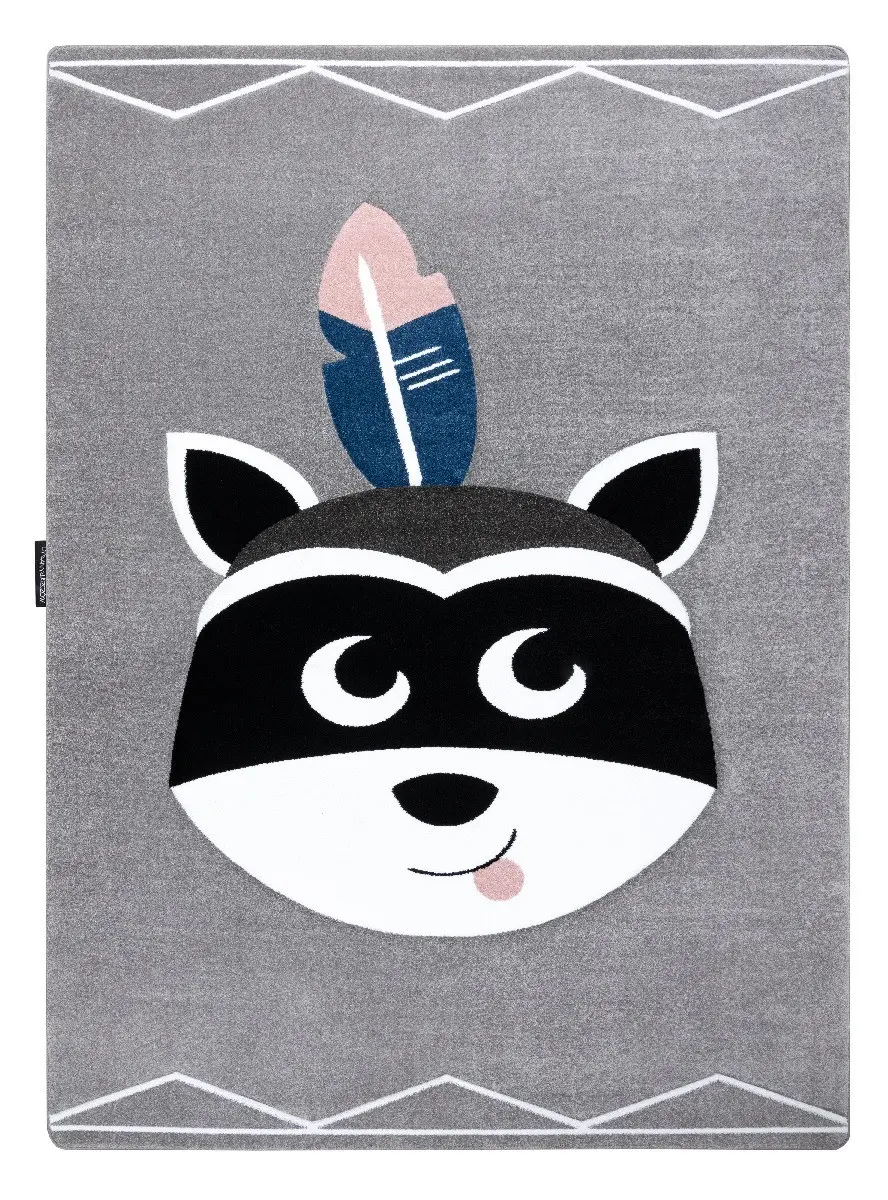 Dywany Łuszczów, Dětský kusový koberec Petit Raccoon mukki grey, 160x220, šedá, dětský pokoj