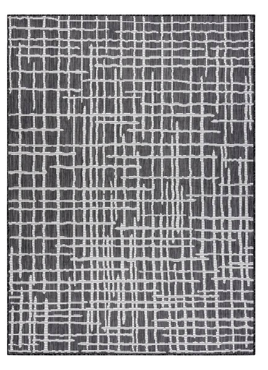 Dywany Łuszczów, Kusový koberec Sion Sisal Trellis 22144 black/ecru – na ven i na doma, 80x150, šedá, chodba / předsíň