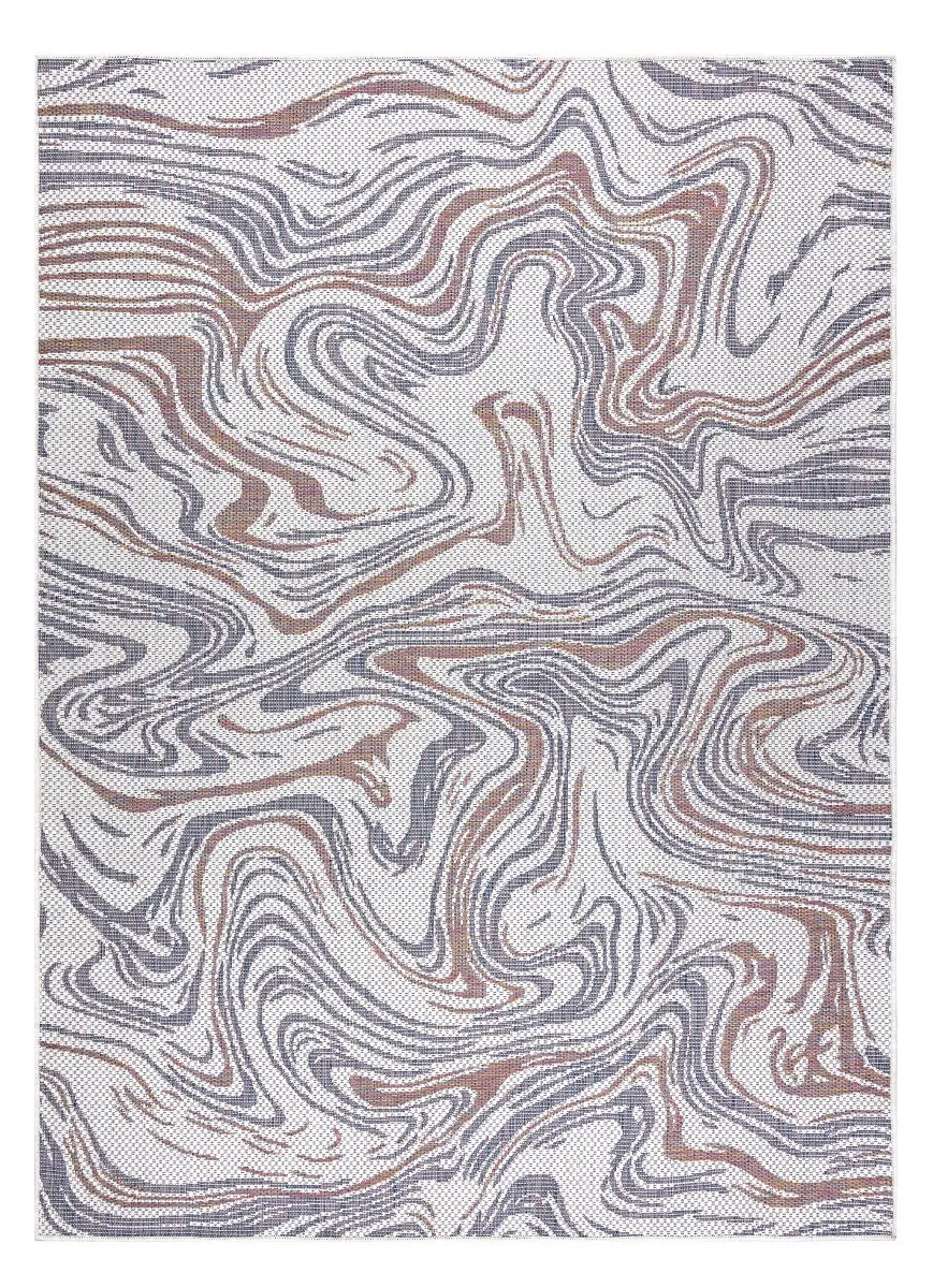Dywany Łuszczów, Kusový koberec Sion Sisal Waves 2836 ecru/blue/pink – na ven i na doma, 80x150, vícebarevná, chodba / předsíň