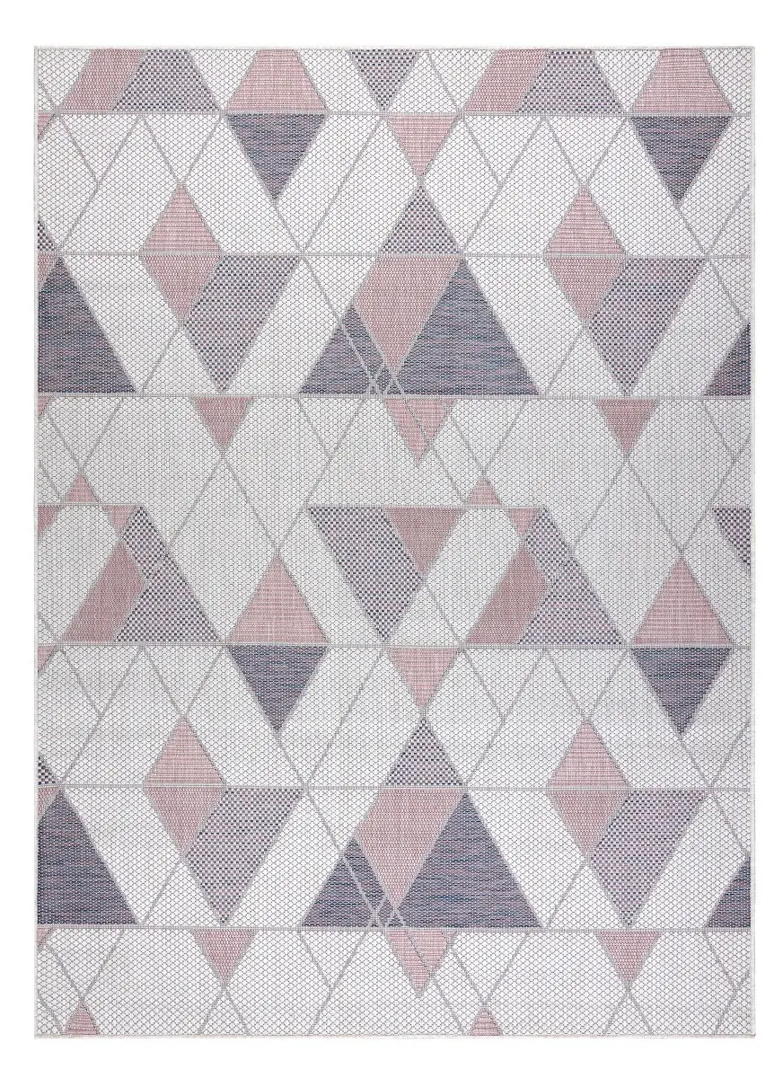 Dywany Łuszczów, Kusový koberec Sion Sisal Triangles B3006A ecru/pink – na ven i na doma, 80x150, růžová, chodba / předsíň