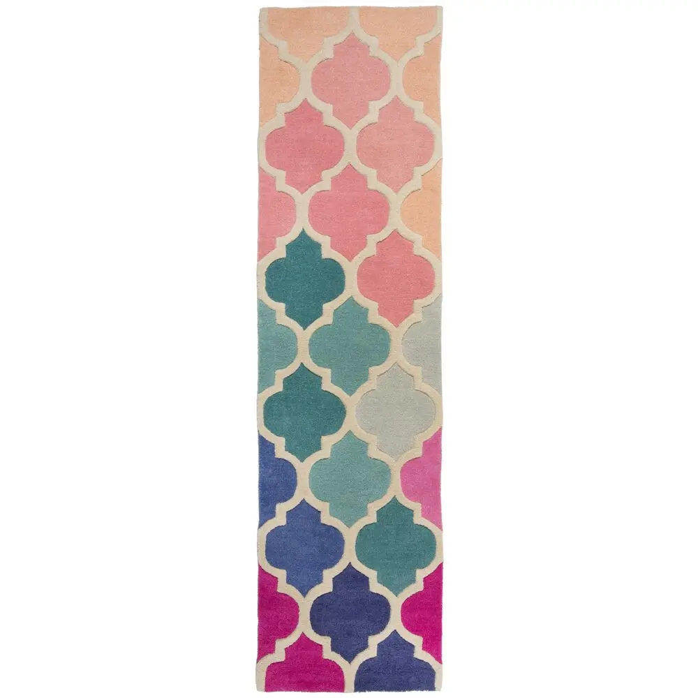 Flair Rugs, Ručně všívaný běhoun Illusion Rosella Pink/Blue, 60x230, vícebarevná, chodba / předsíň