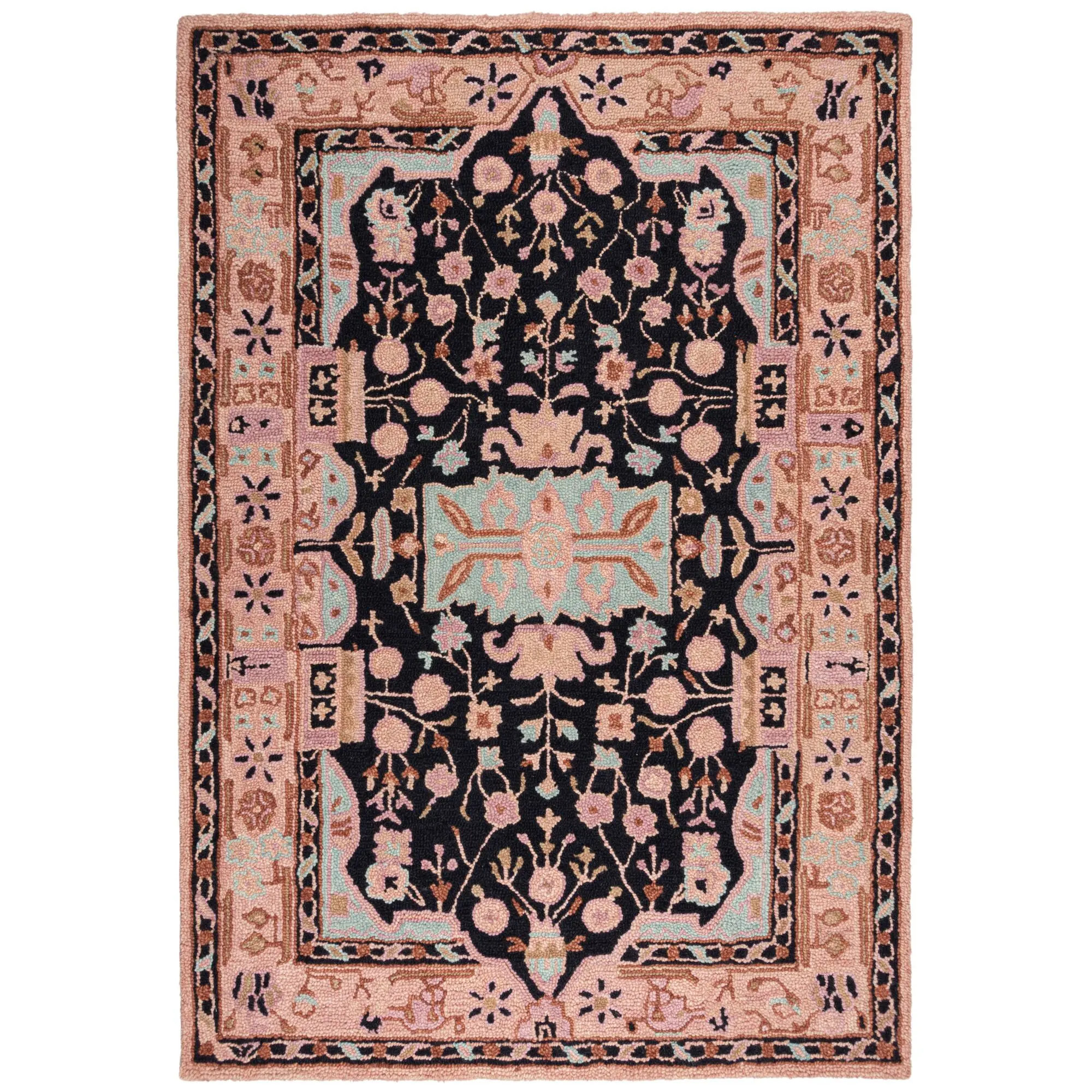Flair Rugs, Kusový koberec Wool Loop Blossom Pink/Black,