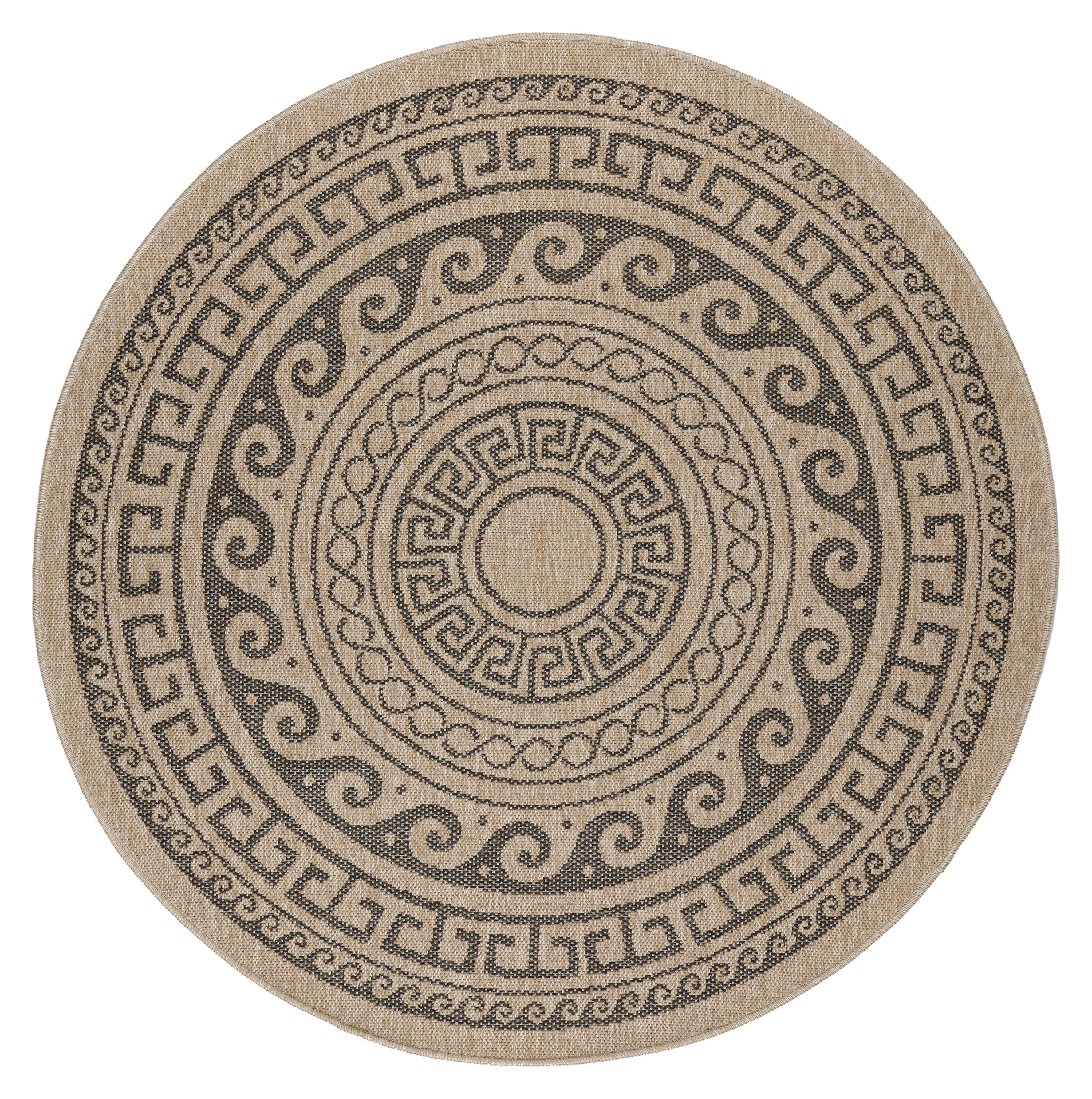 Ayyildiz, Kusový koberec Comilla 887 Black kruh, 120x120 (průměr) kruh, hnědá, chodba / předsíň