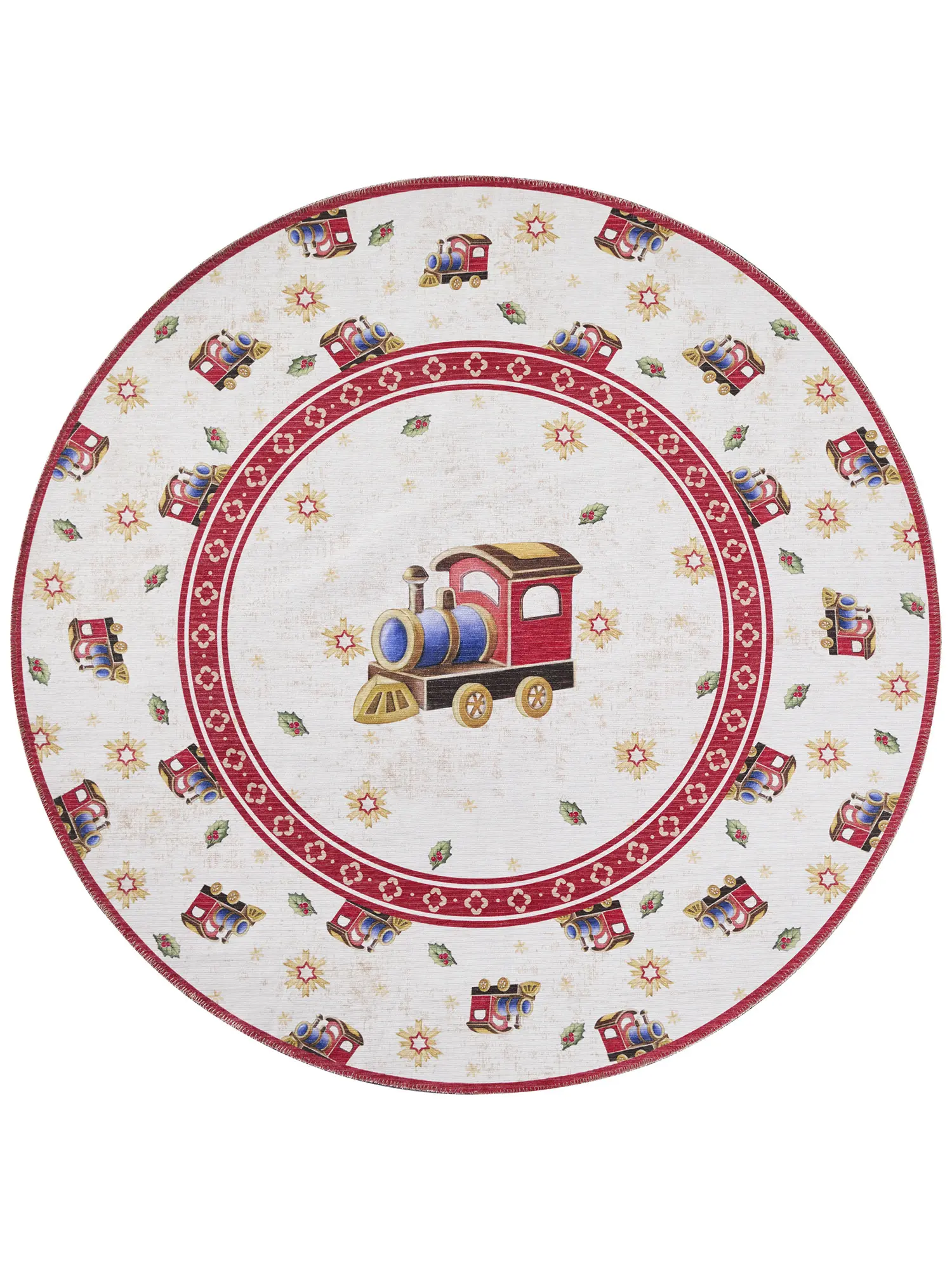 Červený kulatý koberec s vánočním motivem ø 160 cm Toy's Delight Train – Villeroy&Boch