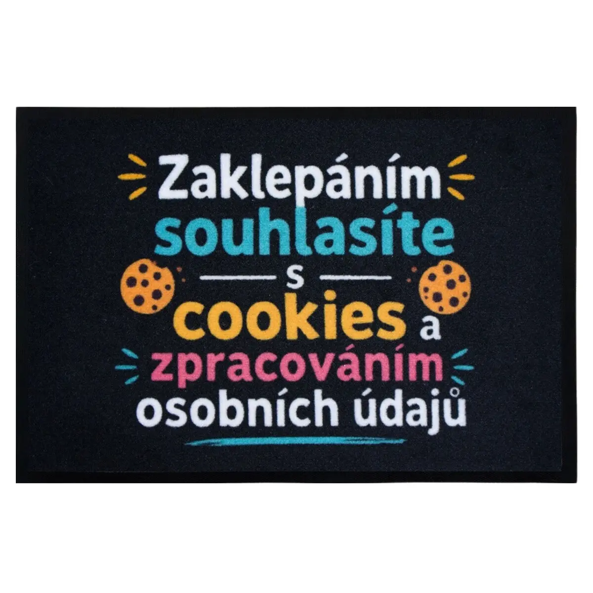 Mercury Flooring, Rohožka Zaklepáním souhlasíte s cookies 40x60 cm, 40x60, černá