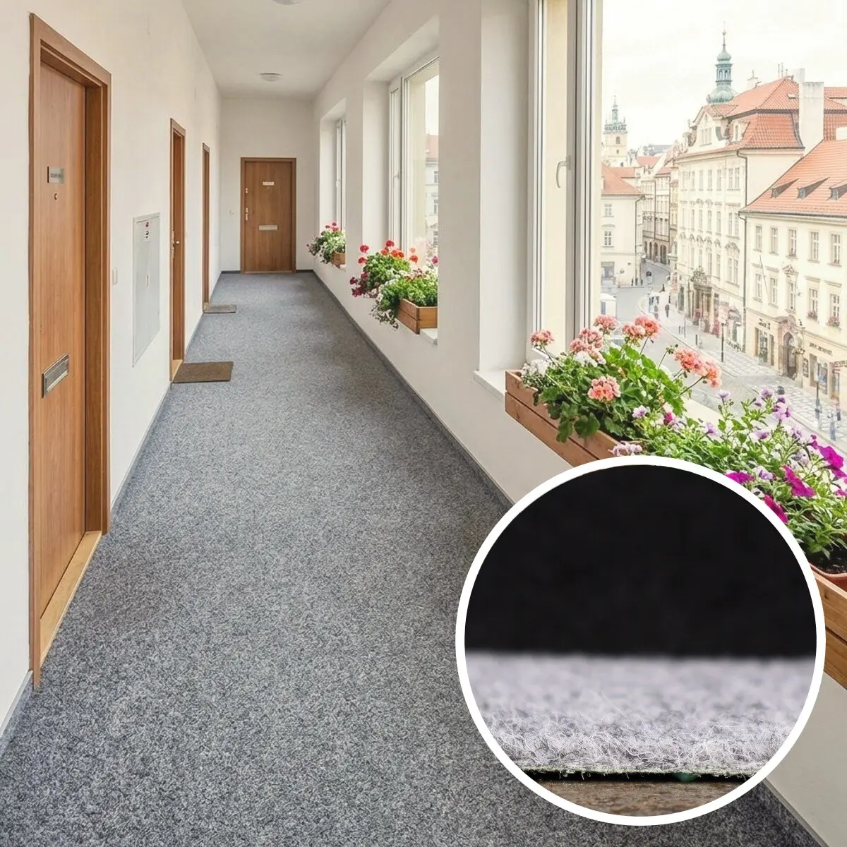 Betap, AKCE: 300x300 cm Umělá tráva Wembley šedá, šíře, šedá, nopy, chodba / předsíň