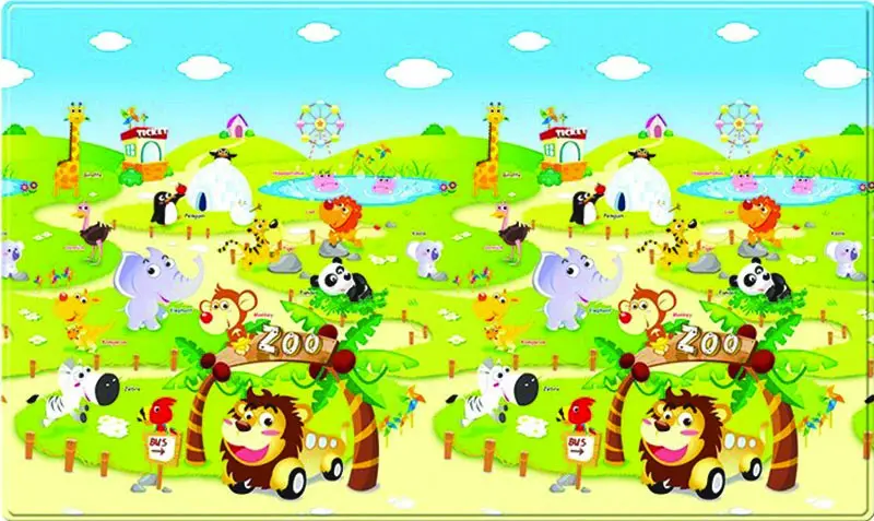 Dwinguler, Oboustranný protiskluzový koberec ZOO – na ven i na doma, 130x190, vícebarevná, dětský pokoj