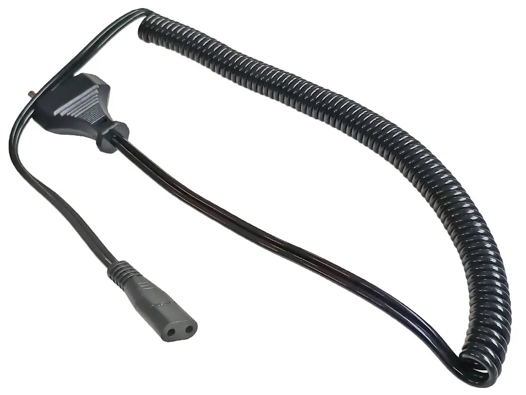 Napájecí kabel k holícímu strojku Braun, Philips, 1.8m černý kroucený