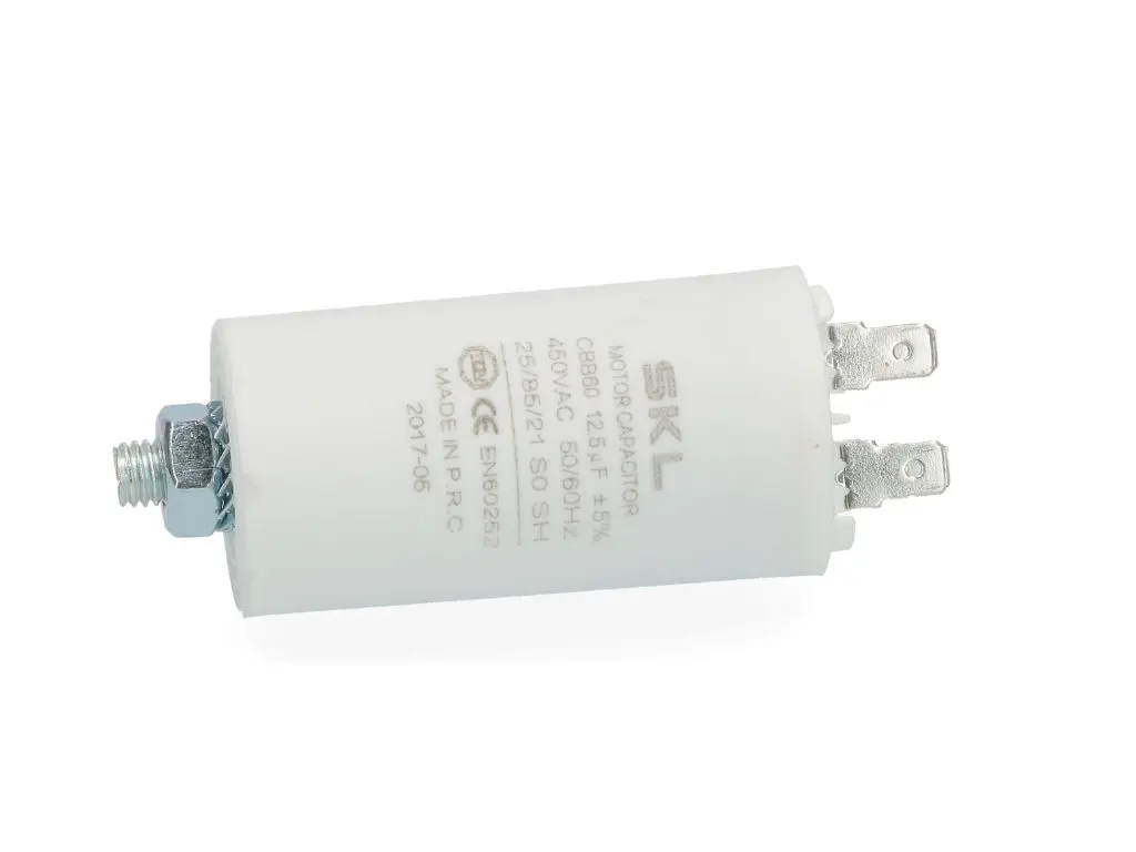 Rozběhový kondenzátor 12.5 uF ( 12.5uf ) 450V 50/60Hz CBB60 SKL, konektory faston 6.3mm, motorový běhový kondenzátor