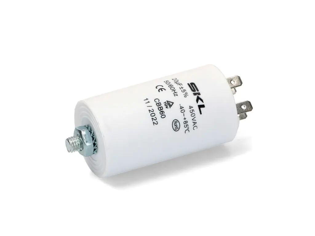 Rozběhový kondenzátor 14.0 uF ( 14.0uf ) 450V 50/60Hz CBB60 SKL, konektor FASTON 6.3mm, motorový běhový kondenzátor