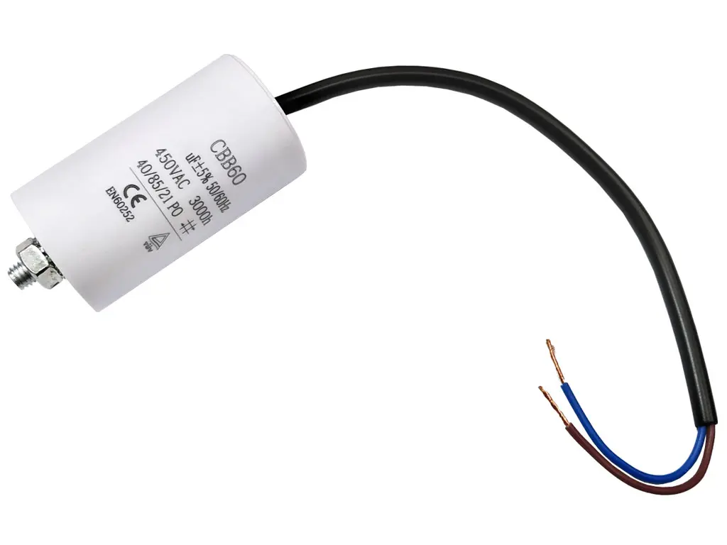 Rozběhový kondenzátor 30.0 uF ( 30.0uf ) 450V 50/60Hz CBB60 SKL, kabel 25cm, motorový běhový kondenzátor