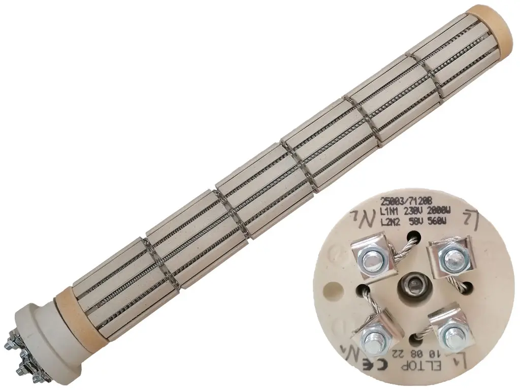 Topné těleso keramické 1x2000W / 230V + 1x560W / 58V, suché topné těleso
