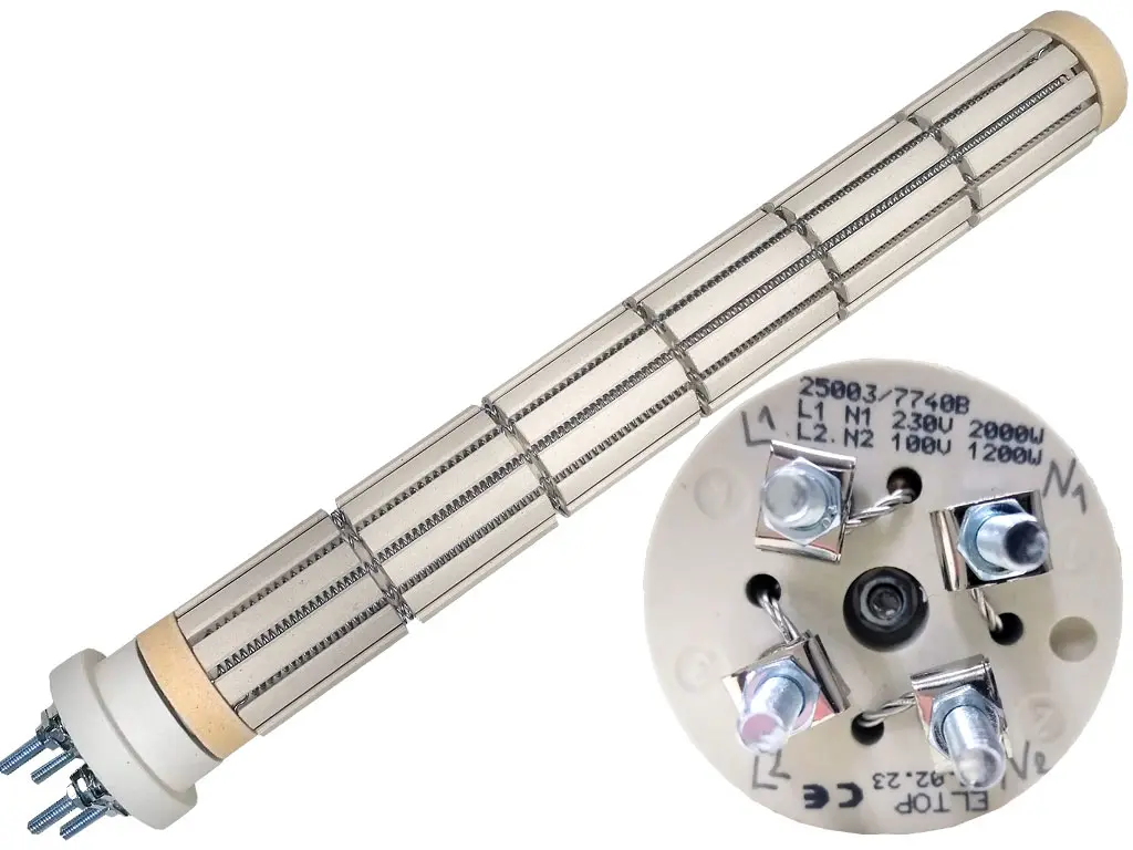 Topné těleso keramické 2000W / 230V + 1200W / 100V, suché topné těleso