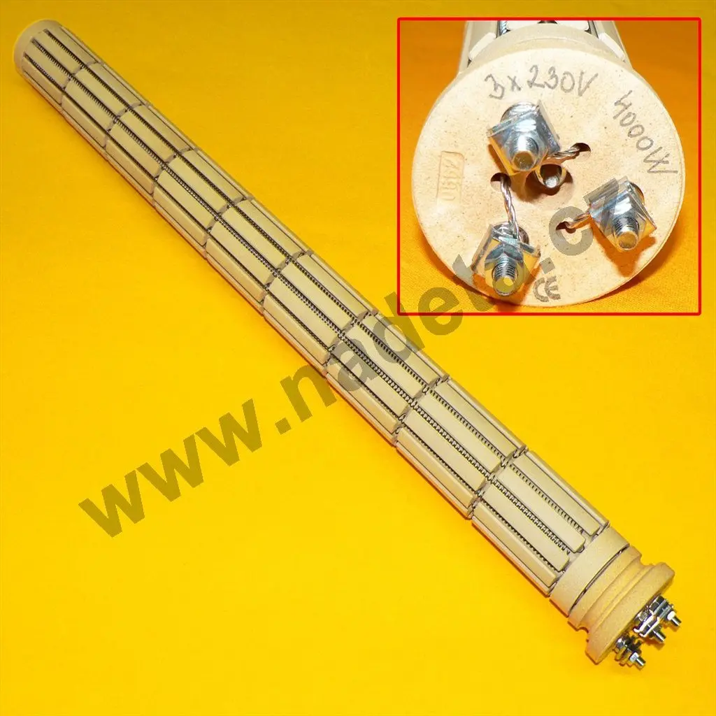 Topné těleso keramické 4000W 3x230V 9 článků 48x550mm, do bojleru a elektrokotle