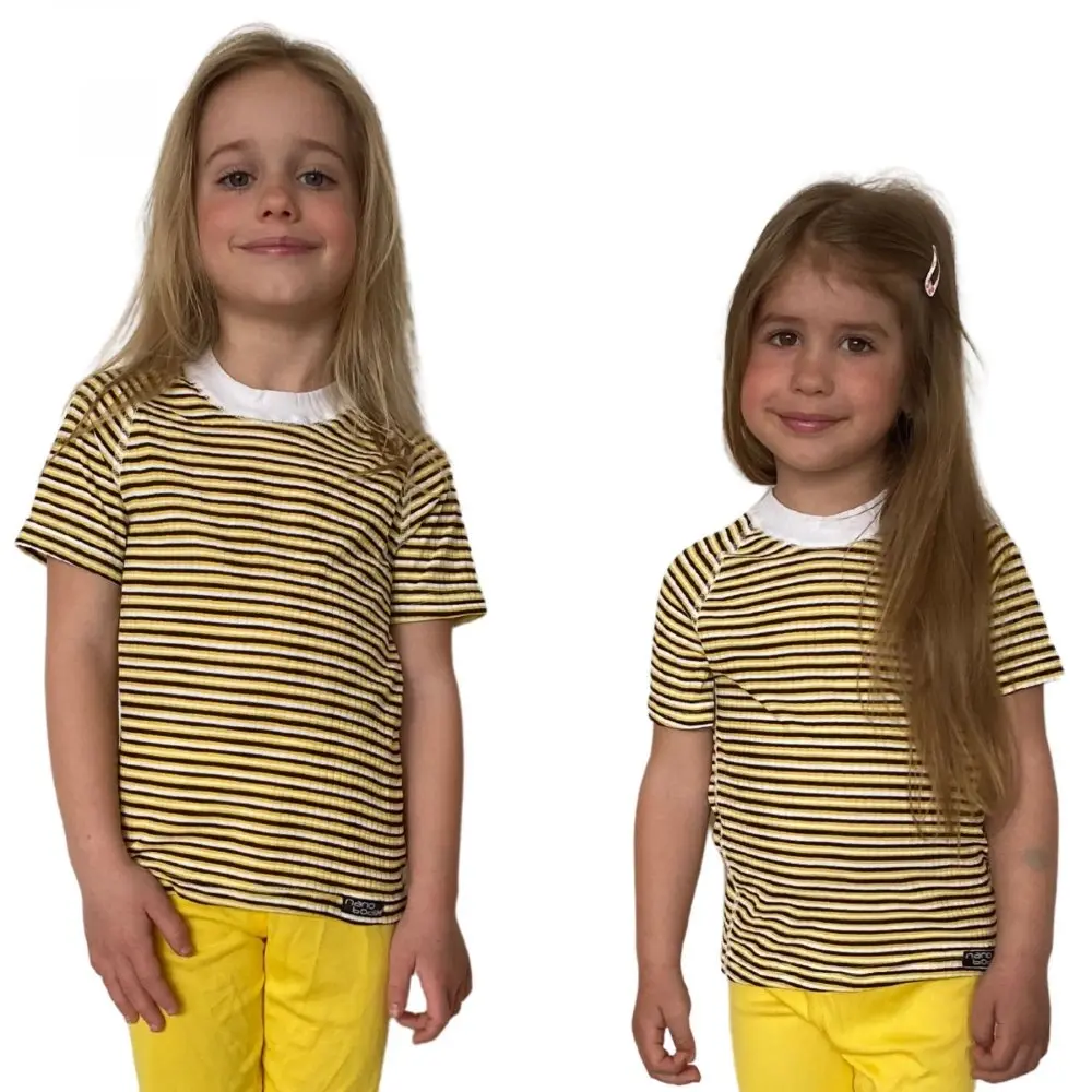 COOL NANO triko dětské .100 .žluto-černo-bílé pruhy