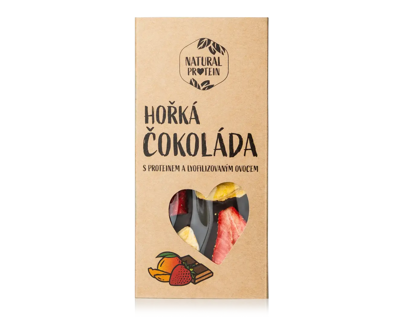 NaturalProtein Hořká čokoláda s proteinem a lyofilizovaným ovocem (85g)