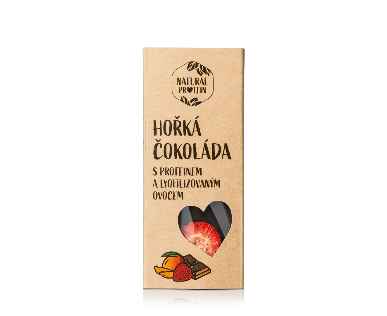 NaturalProtein Hořká čokoláda s proteinem a lyofilizovaným ovocem (30g)