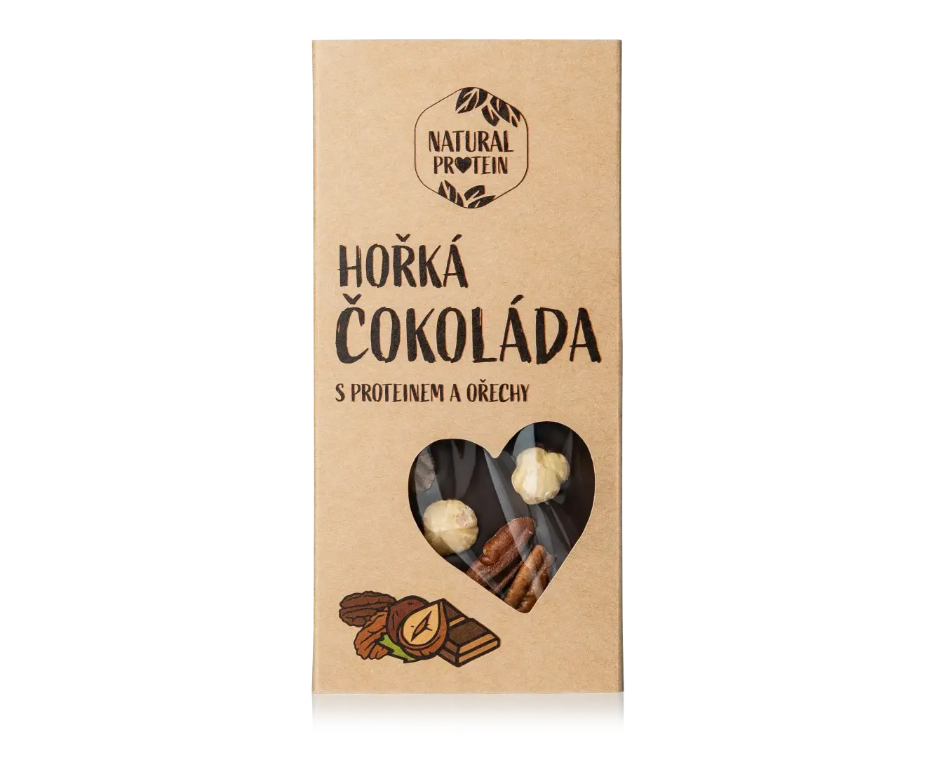 NaturalProtein Hořká čokoláda s proteinem a ořechy (100g)