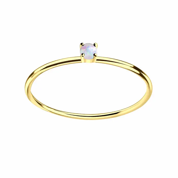 11380 Stříbrný prsten se dámský s opálem pozlacený - 54 mm (US 7), 0,45 g