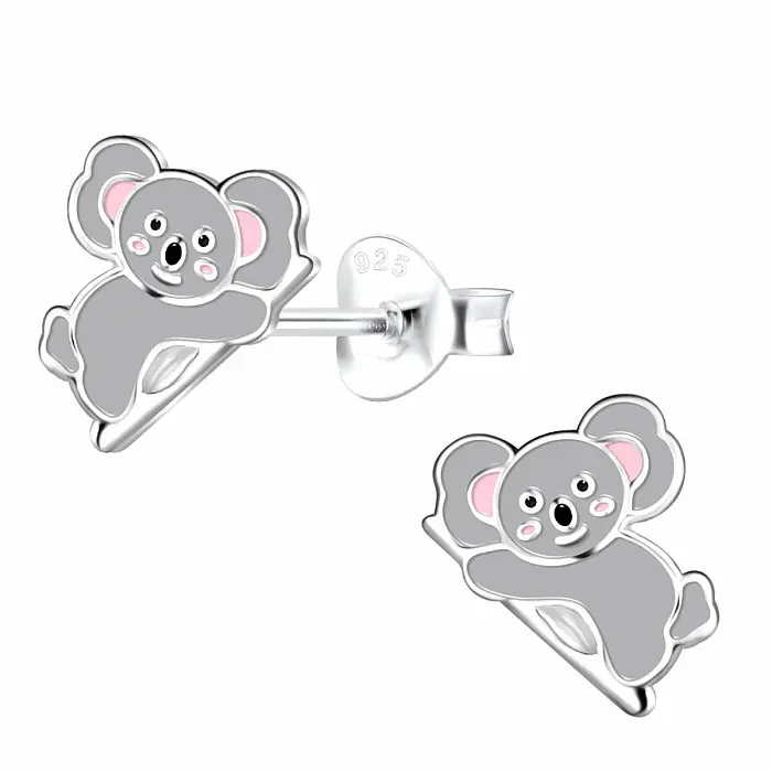 Stříbrné náušnice Medvídek koala - 9 x 7 mm, 0,45 g