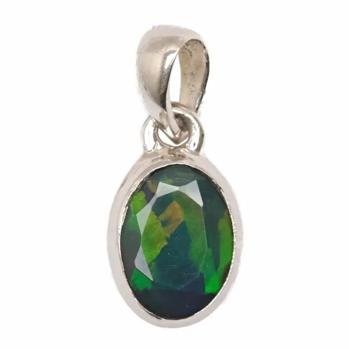 Opál černý etiopský broušený přívěsek stříbro Ag 925 P134 - 1,2 cm, 1,3 g