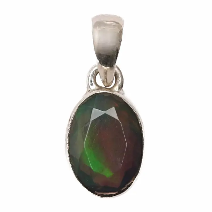 Opál černý etiopský broušený přívěsek stříbro Ag 925 P145 - 1,1 cm, 1,4 g