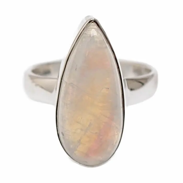 Měsíční kámen duhový broušený prsten stříbro Ag 925 R4800 - 56 mm (US 7,5), 6,2 g