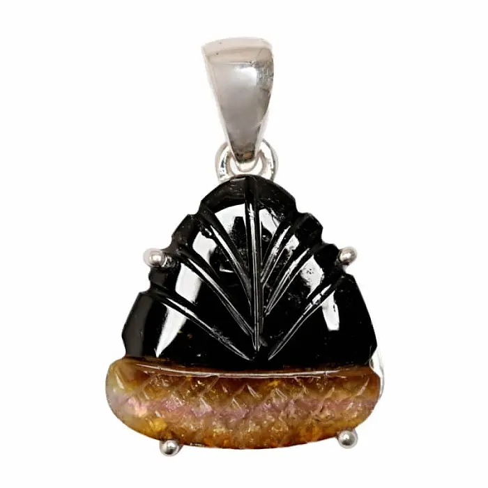 Turmalín melounový vyřezávaný přívěsek stříbro Ag 925 P9 - 1,6 cm, 2,25 g