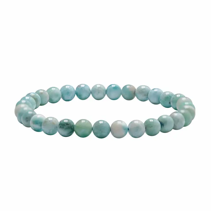 Larimar náramek z korálků 6 mm - obvod cca 16 až 22 cm