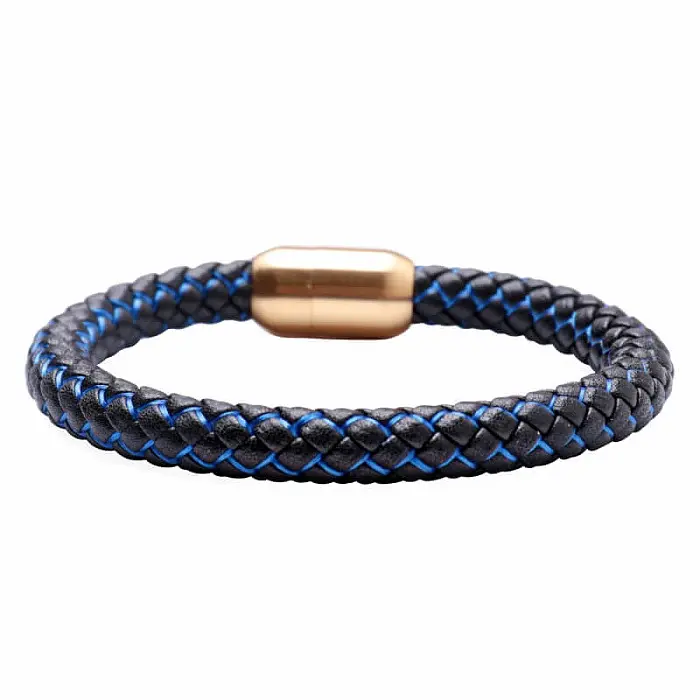 Pánský kožený fashion náramek modrý - obvod cca 21 cm