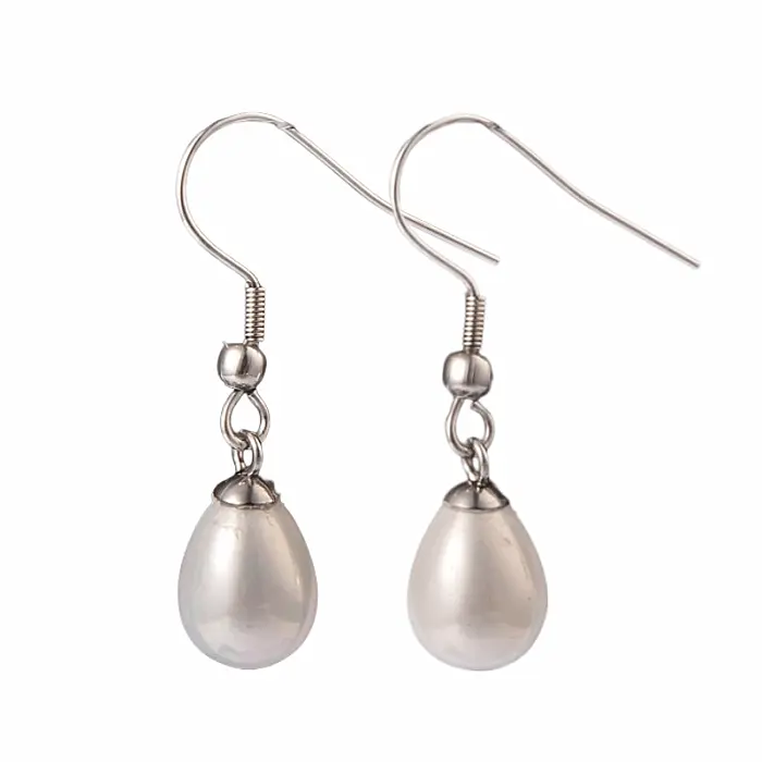 Módní visací náušnice Shell Pearl - cca 3 cm