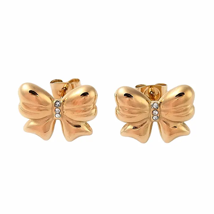 Náušnice z nerezové oceli Mašle Gold 1,2 cm - cca 1,5 x 1,2 cm