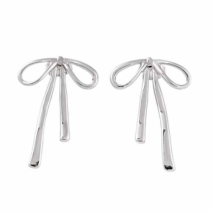 Náušnice z nerezové oceli Mašle Silver 2 cm - cca 2 x 2,8 cm