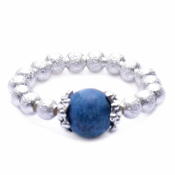 Lapis Lazuli korálek prsten elastický - 54 - 61 mm (US 7 - 10,5)