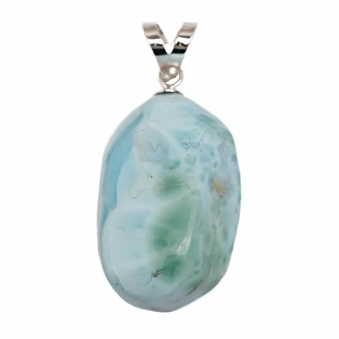 Larimar přívěsek tamblovaný AA kvalita stříbro Ag 925 č. 18 - cca 1,7 x 2,6 cm, 10,5 g