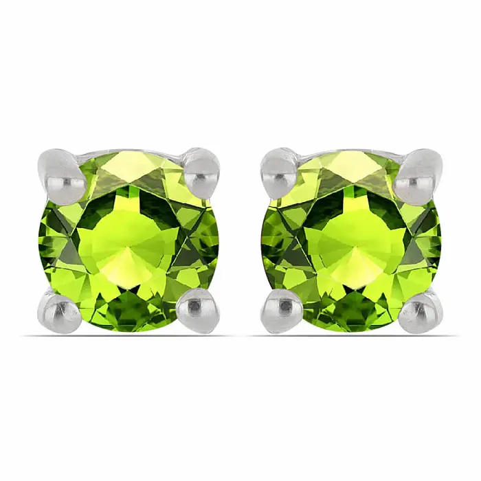 Náušnice stříbrné s broušenými olivíny Ag 925 040418 PD - 0,4 cm, 0,8 g