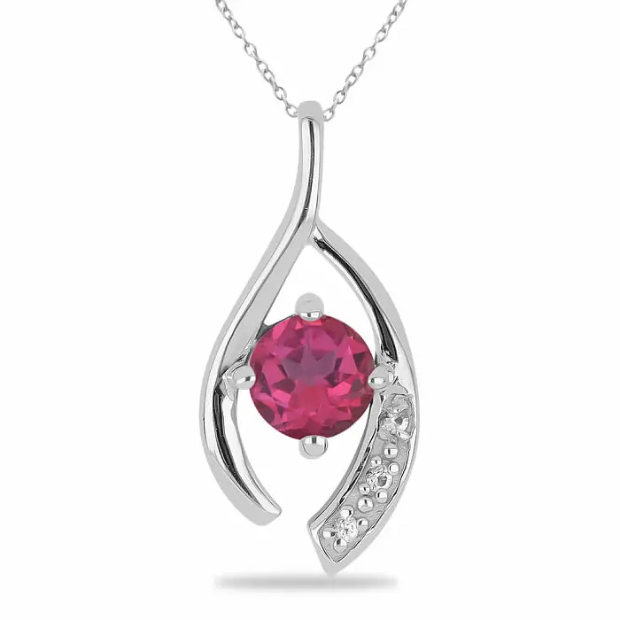 Přívěsek stříbrný s broušeným Pink topazem a zirkony Ag 925 021831 PT - 1,7 cm, 1,3 g
