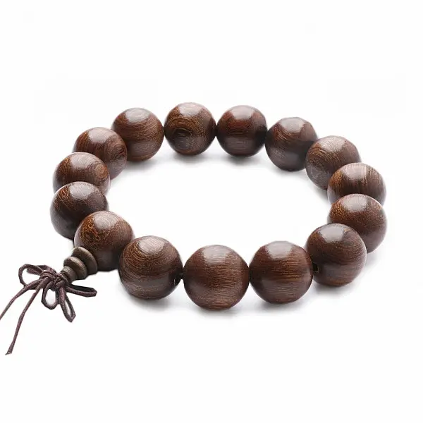 Buddha Mala náramek z extra velkých korálků santalového dřeva - obvod cca 18 až 25 cm