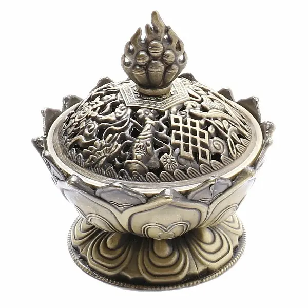 Kovová miska stojánek na vonné tyčinky Lotos barva bronz - 7,8 cm