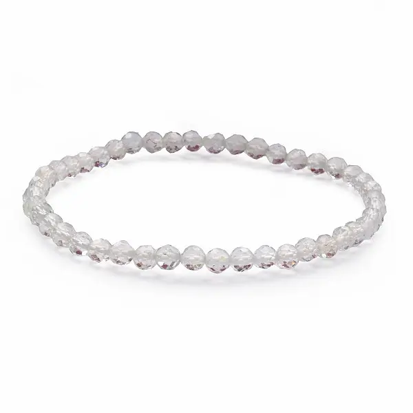Topaz bílý náramek extra AA kvalita broušené korálky - obvod cca 17 až 22 cm