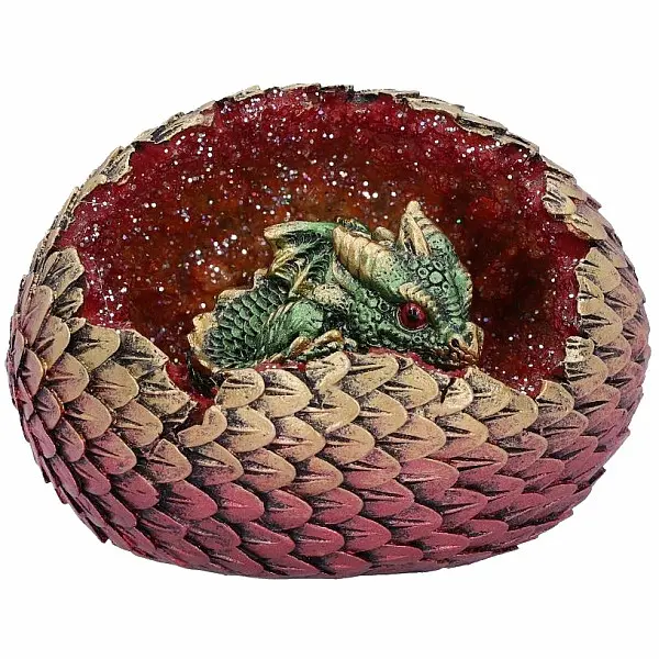 Soška Zelený dráček ve vejci - cca 10,7 cm, 160 g